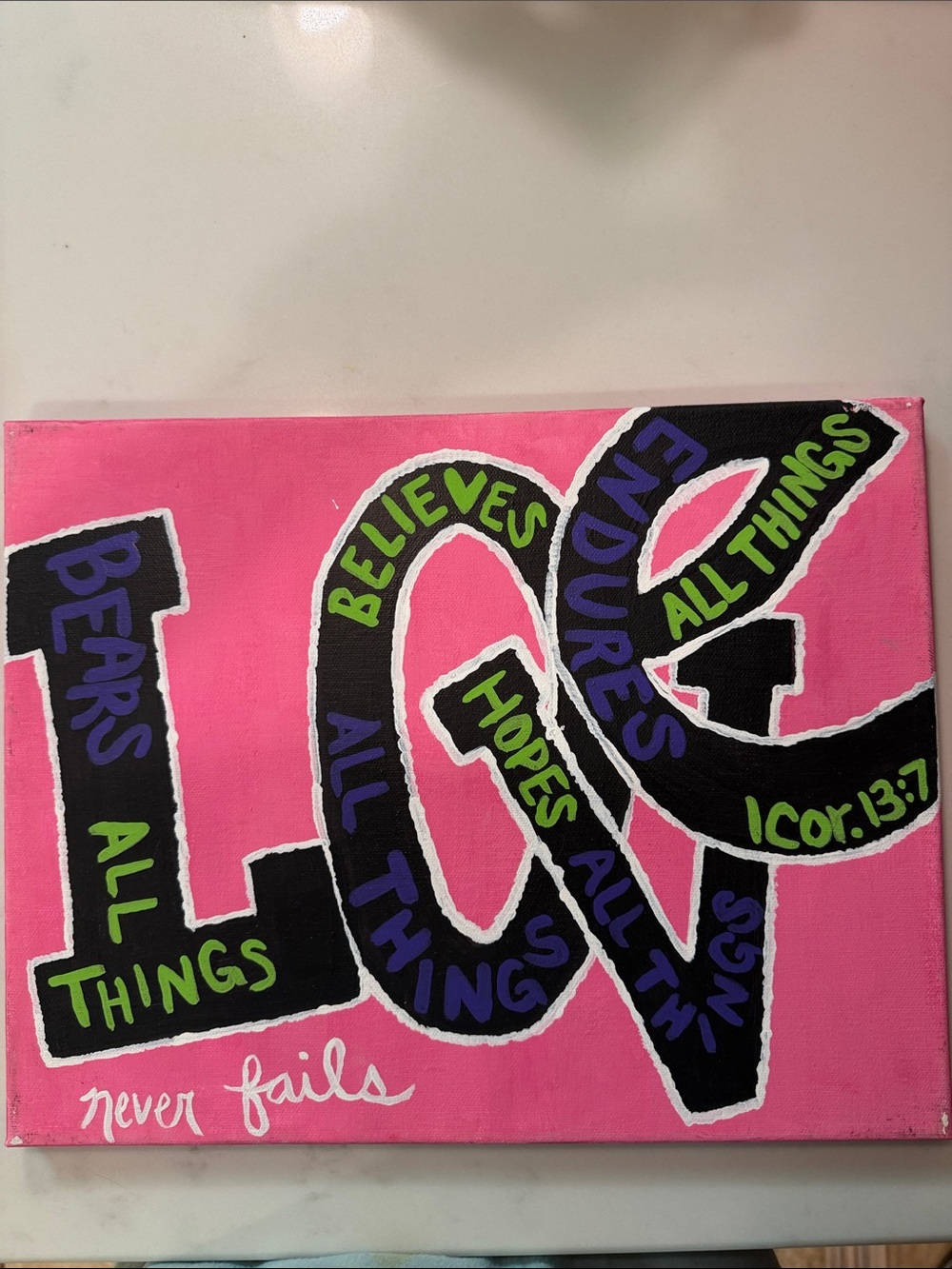 Pink LOVE Typography Canvas Art